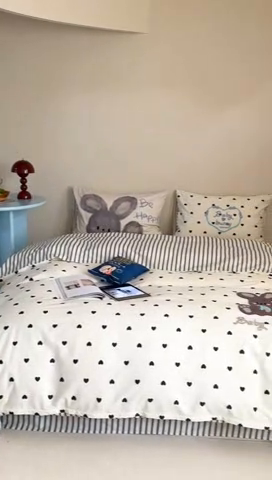 91家纺网 家纺一手货源 找家纺 2024新款全棉数码毛巾绣ins系列四件套 兔兔小姐