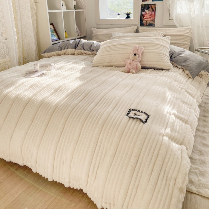 91家纺网 家纺一手货源 找家纺 （总）2025新款秋冬澳密绒保暖四件套-雪瑞系列（含买家秀 ）