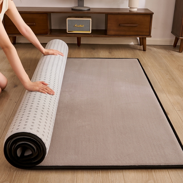 91家纺网 家纺一手货源 找家纺 2024新款高克重牛奶绒海绵地垫 浅咖