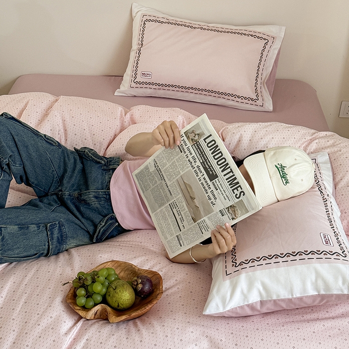 91家纺网 家纺一手货源 找家纺 2024新款全棉13370数码印花四件套-塔可可系列第一组 塔可可粉