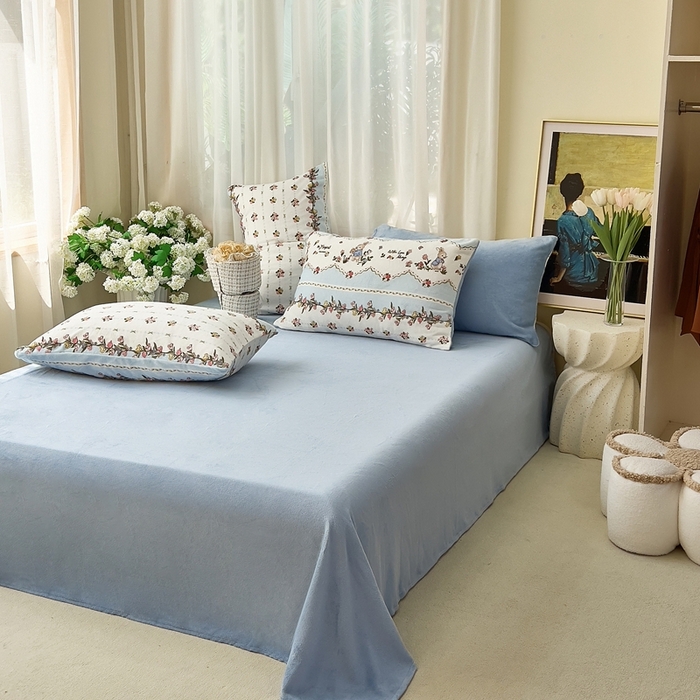 91家纺网 家纺一手货源 找家纺 美派工厂店 2024新款牛奶绒印花四件套 甜糯兔兔