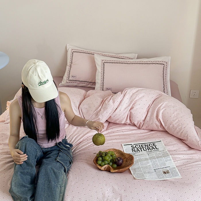 91家纺网 家纺一手货源 找家纺 2024新款全棉13370数码印花四件套-塔可可系列第一组 塔可可粉