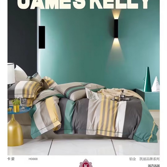 91家纺网 家纺一手货源 找家纺 （总）（总3）未来家居 JAMES KELLY （铂金凯丽）2024新款40支舒适透气全棉铂金棉四件套