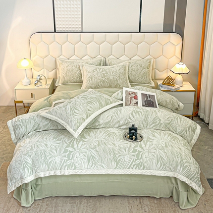 91家纺网 家纺一手货源 找家纺 （总）芷卧 2025新款高克重立体雕花牛奶绒床单款四件套