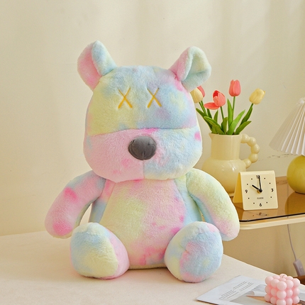 91家纺网 家纺一手货源 找家纺 2024新款秋冬扎染绒玩偶公仔儿童玩具礼品直播赠品-扎染暴力熊 扎染-粉色