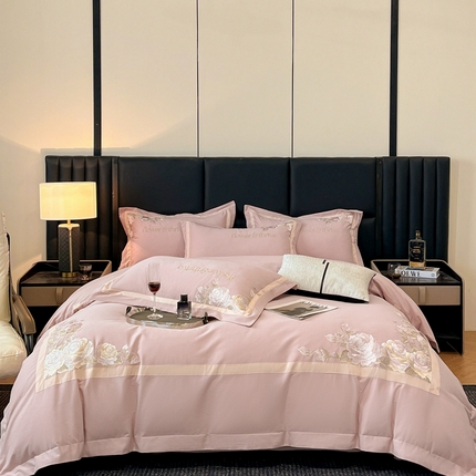 91家纺网 家纺一手货源 找家纺 （总）博纳家纺 2024新款3221纯棉磨毛绣花四件套法式庄园系列