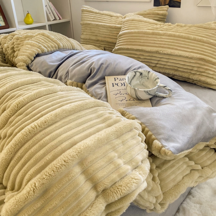 91家纺网 家纺一手货源 找家纺 2025新款秋冬澳密绒保暖四件套-雪瑞系列 雪瑞-浅咖