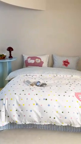 91家纺网 家纺一手货源 找家纺 2024新款全棉数码毛巾绣ins系列四件套 沙发兔