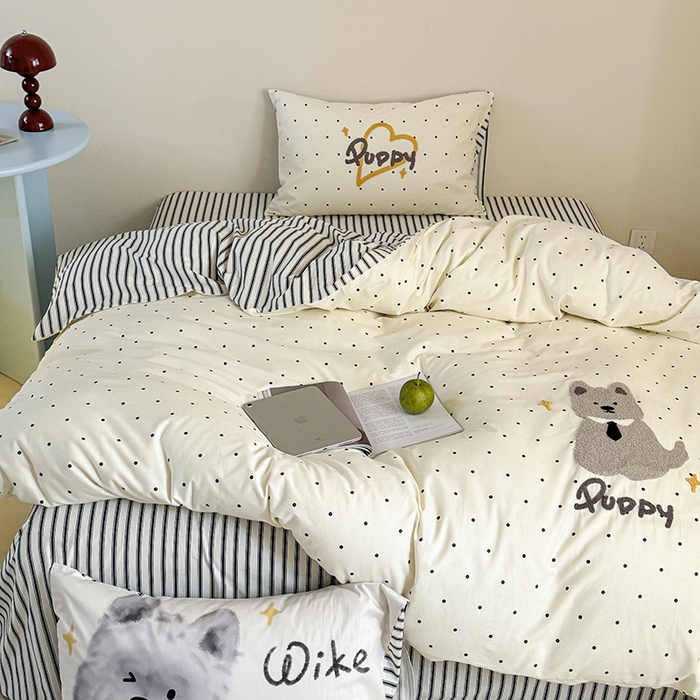 91家纺网 家纺一手货源 找家纺 （总）2024新款全棉数码毛巾绣ins系列四件套