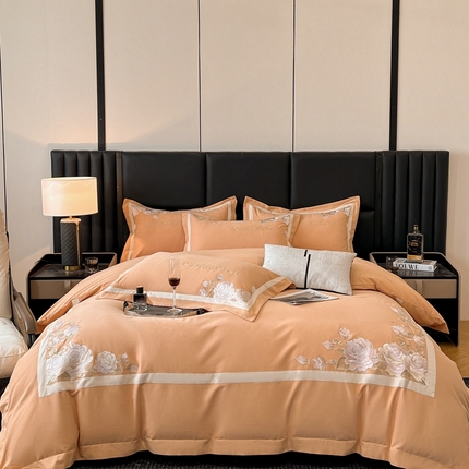 91家纺网 家纺一手货源 找家纺 （总）博纳家纺 2024新款3221纯棉磨毛绣花四件套法式庄园系列