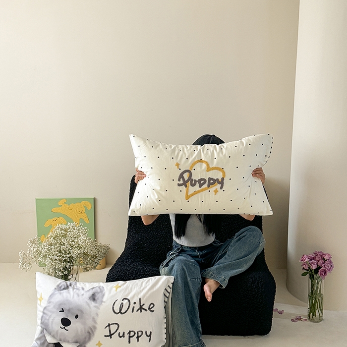 91家纺网 家纺一手货源 找家纺 2024新款全棉数码毛巾绣ins系列四件套 狗狗先生