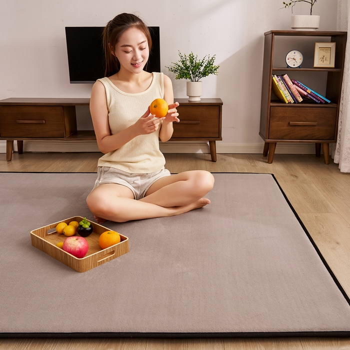 91家纺网 家纺一手货源 找家纺 2024新款高克重牛奶绒海绵地垫 浅咖