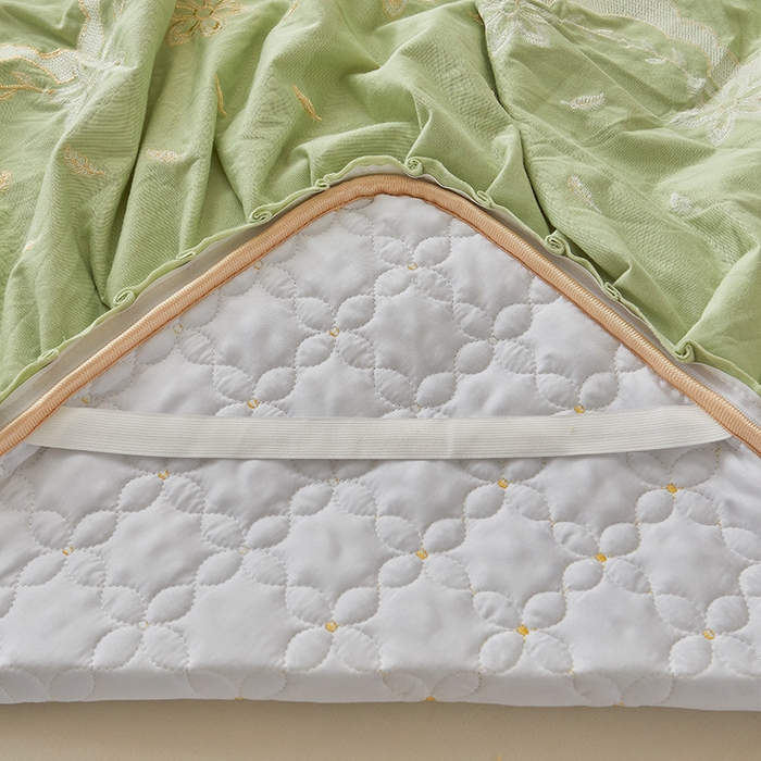 91家纺网 家纺一手货源 找家纺 虹星家纺 2024新款可拆卸宝宝绒夹棉床裙三四件套-盛世芳华 盛世芳华 果绿