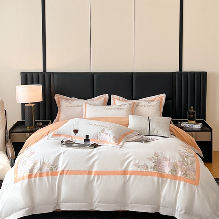 91家纺网 家纺一手货源 找家纺 （总）博纳家纺 2024新款3221纯棉磨毛绣花四件套法式庄园系列