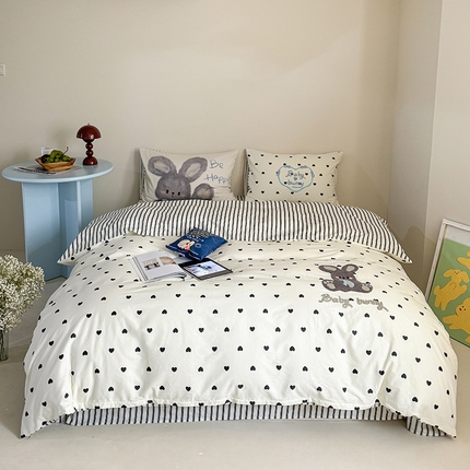 91家纺网 家纺一手货源 找家纺 （总）2024新款全棉数码毛巾绣ins系列四件套