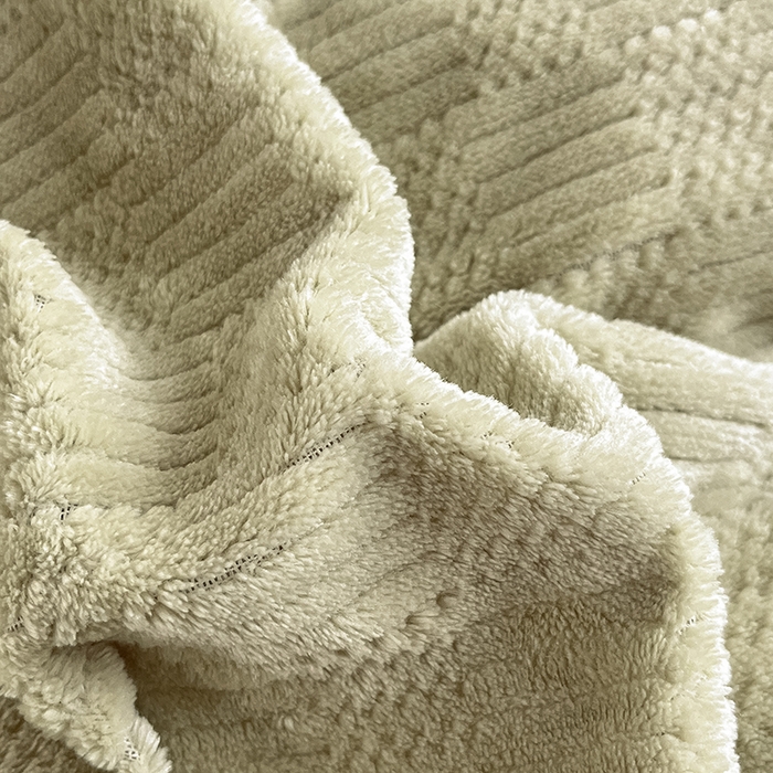 91家纺网 家纺一手货源 找家纺 欧邦 新款提花针织绒牛奶绒夹棉床盖四件套初见系列 初见-芥黄