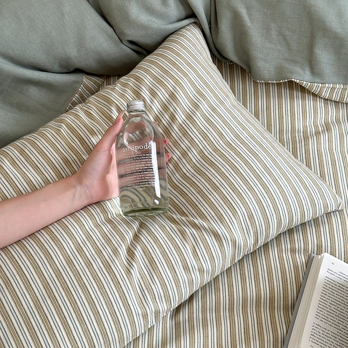 91家纺网 家纺一手货源 找家纺 2024新款全棉水洗提花工艺四件套-时光巴黎 巴黎绿条