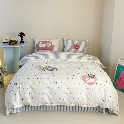 91家纺网 家纺一手货源 找家纺 （总）2024新款全棉数码毛巾绣ins系列四件套