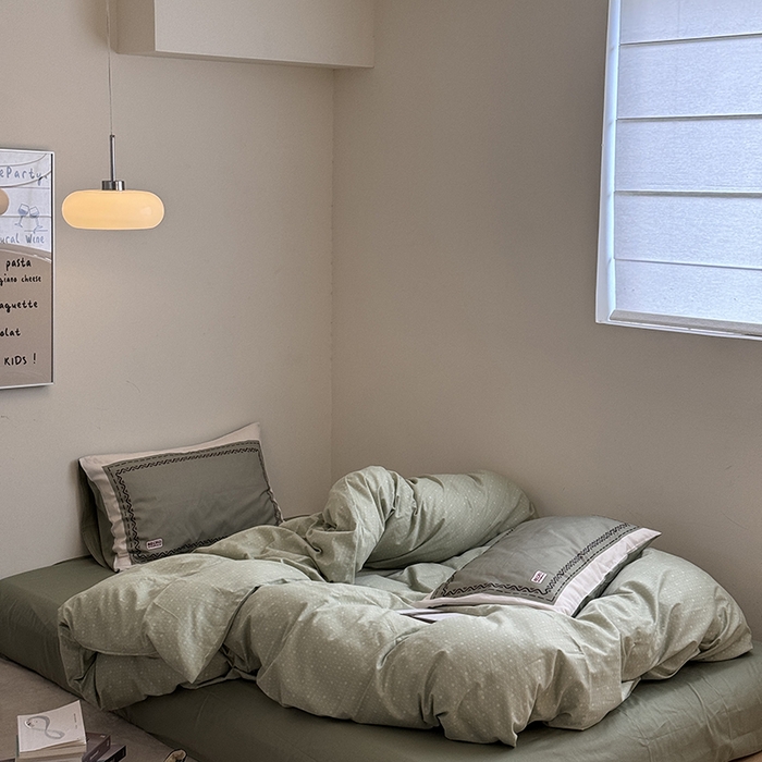 91家纺网 家纺一手货源 找家纺 2024新款全棉13370数码印花四件套-塔可可系列第二组 塔可可绿第二组