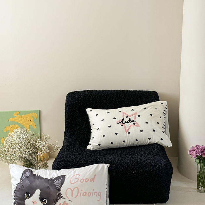 91家纺网 家纺一手货源 找家纺 2024新款全棉数码毛巾绣ins系列四件套 奶牛猫