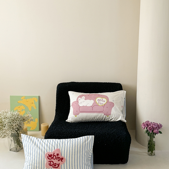 91家纺网 家纺一手货源 找家纺 2024新款全棉数码毛巾绣ins系列四件套 沙发兔