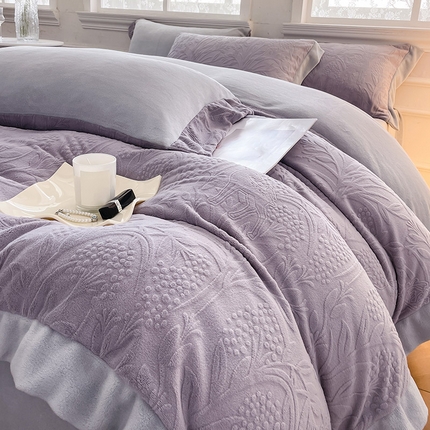 91家纺网 家纺一手货源 找家纺 （总) 2024新款A类雕花绒牛奶绒宝宝绒兔绒新品保暖四件套套件 -米鹿提