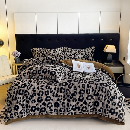 91家纺网 家纺一手货源 找家纺 （总）仟网汇 2024新款兔毛绒法式宽边牛奶绒四件套