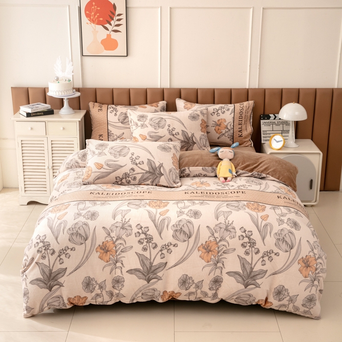 91家纺网 家纺一手货源 找家纺 乐居坊 2024新款高克重牛奶绒印花保暖四件套 达尔文