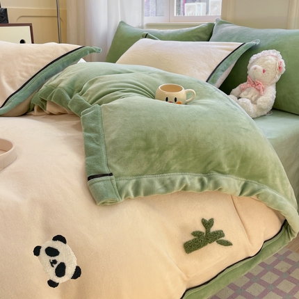 91家纺网 家纺一手货源 找家纺 （总）2024新款毛巾绣牛奶绒四件套