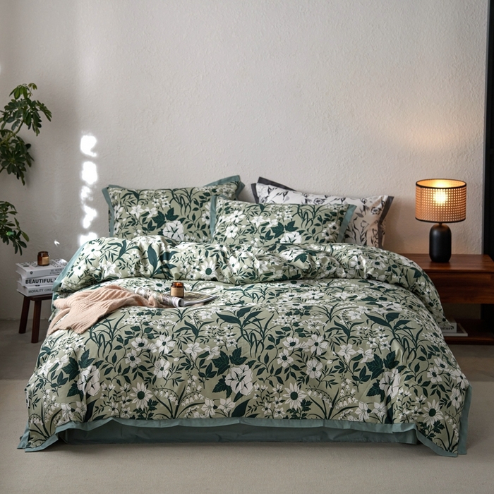 91家纺网 家纺一手货源 找家纺 时年家纺 2024新款全棉印花飞边款四件套（充值会员享优惠） 意晚