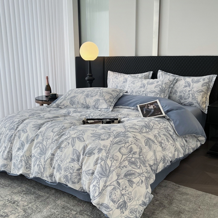 91家纺网 家纺一手货源 找家纺 大吉  2024新款加厚喷气全棉磨毛被套 柠檬树