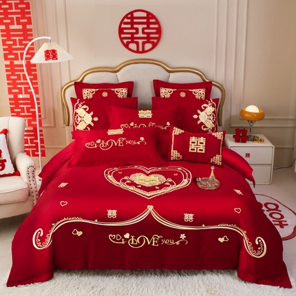 91家纺网 家纺一手货源 找家纺 （总）千禧家纺 2025新款全棉13372婚庆绣花系列