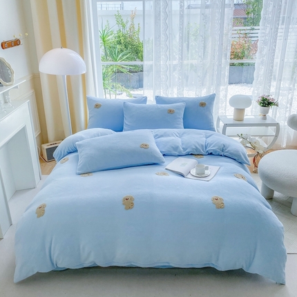 91家纺网 家纺一手货源 找家纺 （总）眷恋家纺 2025新款牛奶绒毛巾绣四件套