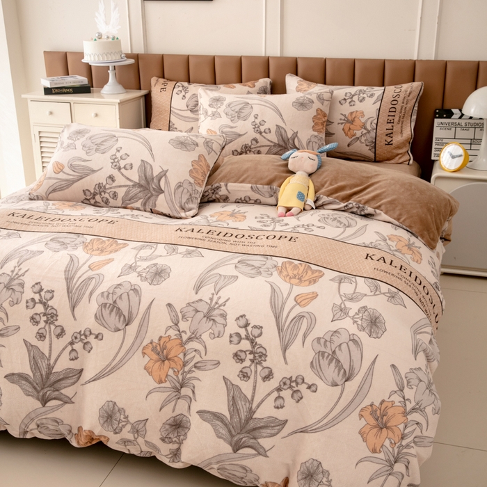 91家纺网 家纺一手货源 找家纺 乐居坊 2024新款高克重牛奶绒印花保暖四件套 达尔文