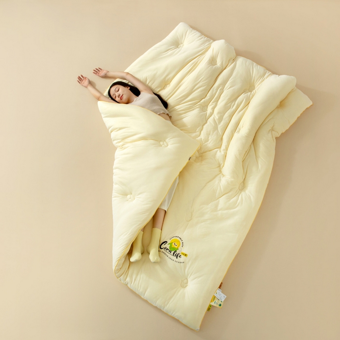 91家纺网 家纺一手货源 找家纺 慕尚家纺 2025新款玉米纤维针织棉被 玉米黄