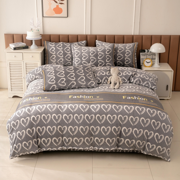 91家纺网 家纺一手货源 找家纺 乐居坊 2024新款高克重牛奶绒印花保暖四件套 巴赫旧约