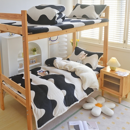 多乐家纺 2024新款学生宿舍牛奶绒羊羔绒三件套 摩卡