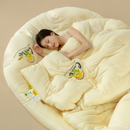 91家纺网 家纺一手货源 找家纺 慕尚家纺 2025新款玉米纤维针织棉被 玉米黄