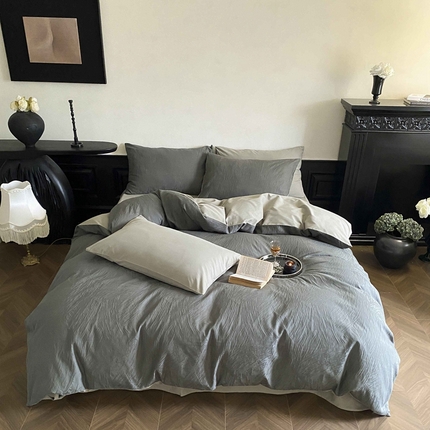 91家纺网 家纺一手货源 找家纺 （总）玉宇阁 2024新款色织空气大提花磨毛四件套-月岛弥生