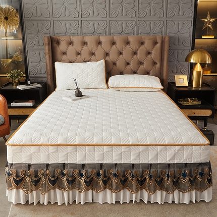 91家纺网 家纺一手货源 找家纺 （总）锦逸家居 2024新款加厚磨毛轻奢夹棉床裙床笠三件套系列-佳人