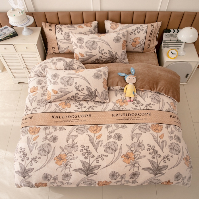 91家纺网 家纺一手货源 找家纺 乐居坊 2024新款高克重牛奶绒印花保暖四件套 达尔文