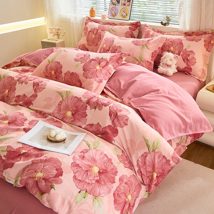 91家纺网 家纺一手货源 找家纺 牧笛缘家纺 2024新款全棉磨毛单被套 花都韵彩