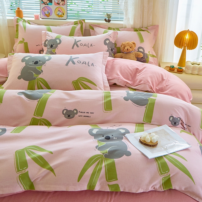 91家纺网 家纺一手货源 找家纺 牧笛缘家纺 2024新款全棉磨毛单被套 考拉