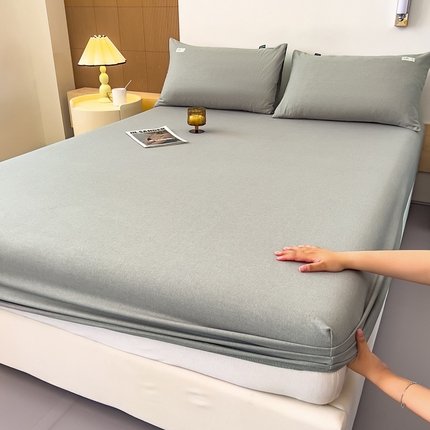 91家纺网 家纺一手货源 找家纺 铭宣家居 2024新款全棉色织磨毛床笠三件套 高级灰