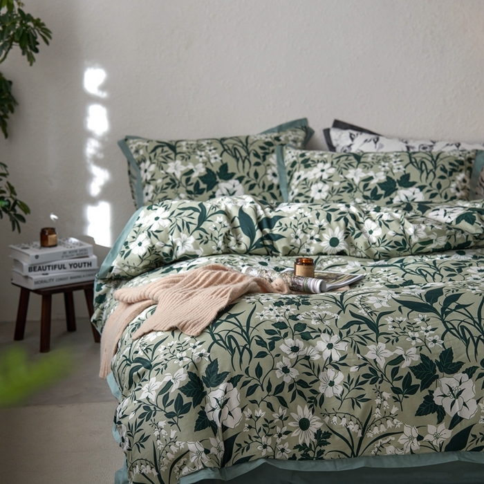 91家纺网 家纺一手货源 找家纺 时年家纺 2024新款全棉印花飞边款四件套（充值会员享优惠） 意晚