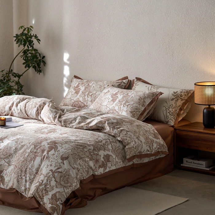 91家纺网 家纺一手货源 找家纺 时年家纺 2024新款全棉印花飞边款四件套（充值会员享优惠） 南念