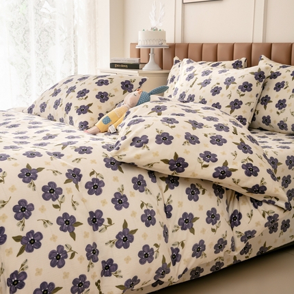 乐居坊 2024新款高克重牛奶绒印花保暖四件套 陌上仙踪