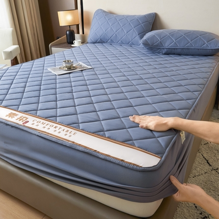 91家纺网 家纺一手货源 找家纺 福来临家纺 2025新款A类亲肤夹棉床笠-素染 素染-深灰