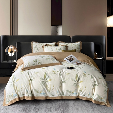 91家纺网 家纺一手货源 找家纺 （总）朵希曼 2025新款全棉大宽边拼角磨毛四件套