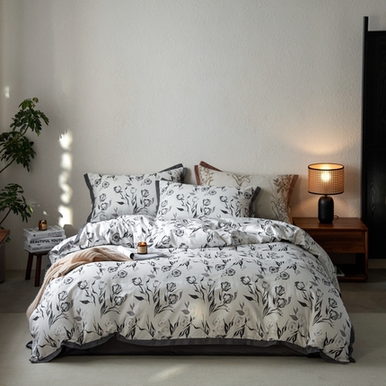 91家纺网 家纺一手货源 找家纺 时年家纺 2024新款全棉印花飞边款四件套（充值会员享优惠） 晚悠